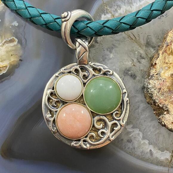 Carolyn Pollack Jewelry - Carolyn Pollack Southwestern Style Sterling Double Sided Round Agate Pendant